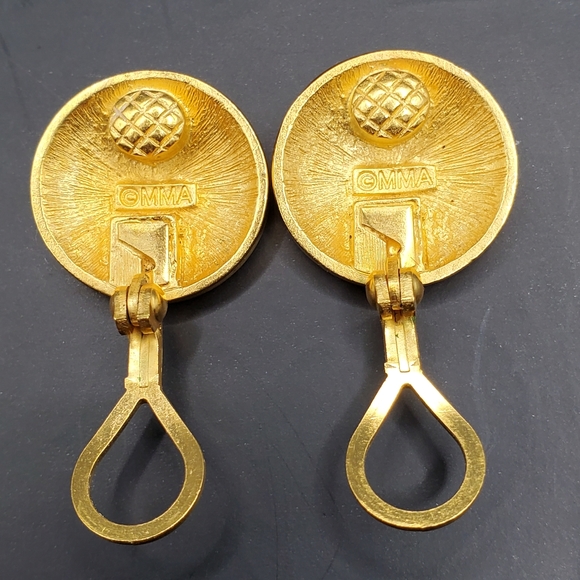 Vintage MMA Metropolitan Museum of Art Clip On EARRINGS Gold Tone Round Texture - Picture 3 of 5